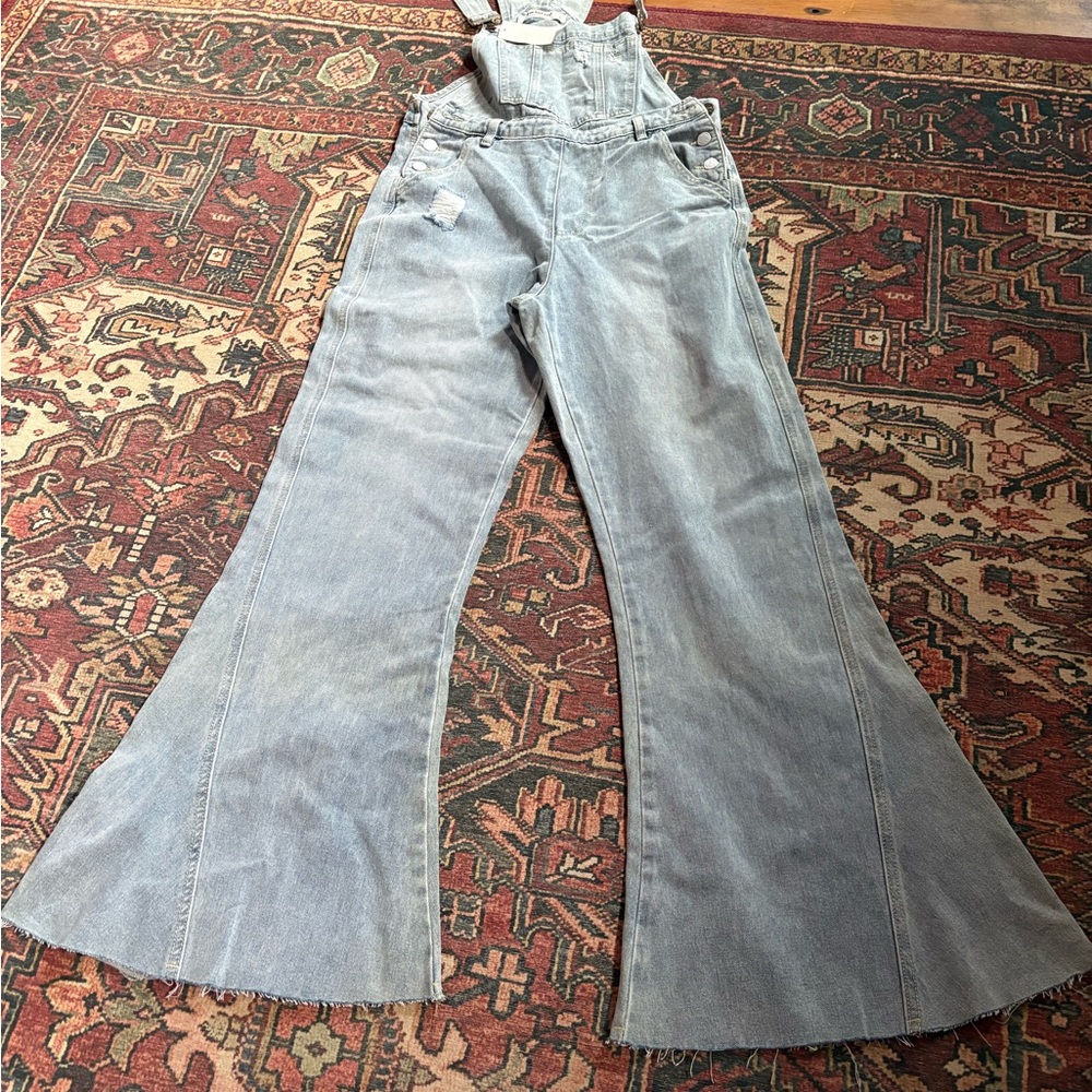 Three bird nest denim wide leg overalls - Picture 4 of 6